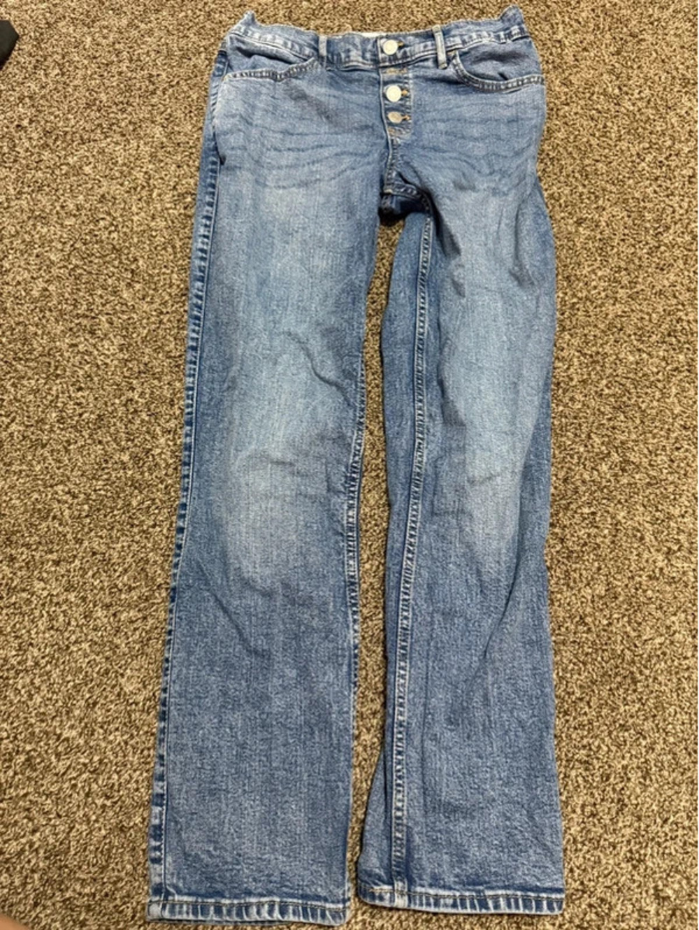 Abercrombie Kids Girls 15/16 Regular High Rise Straight Jeans Light Wash Denim